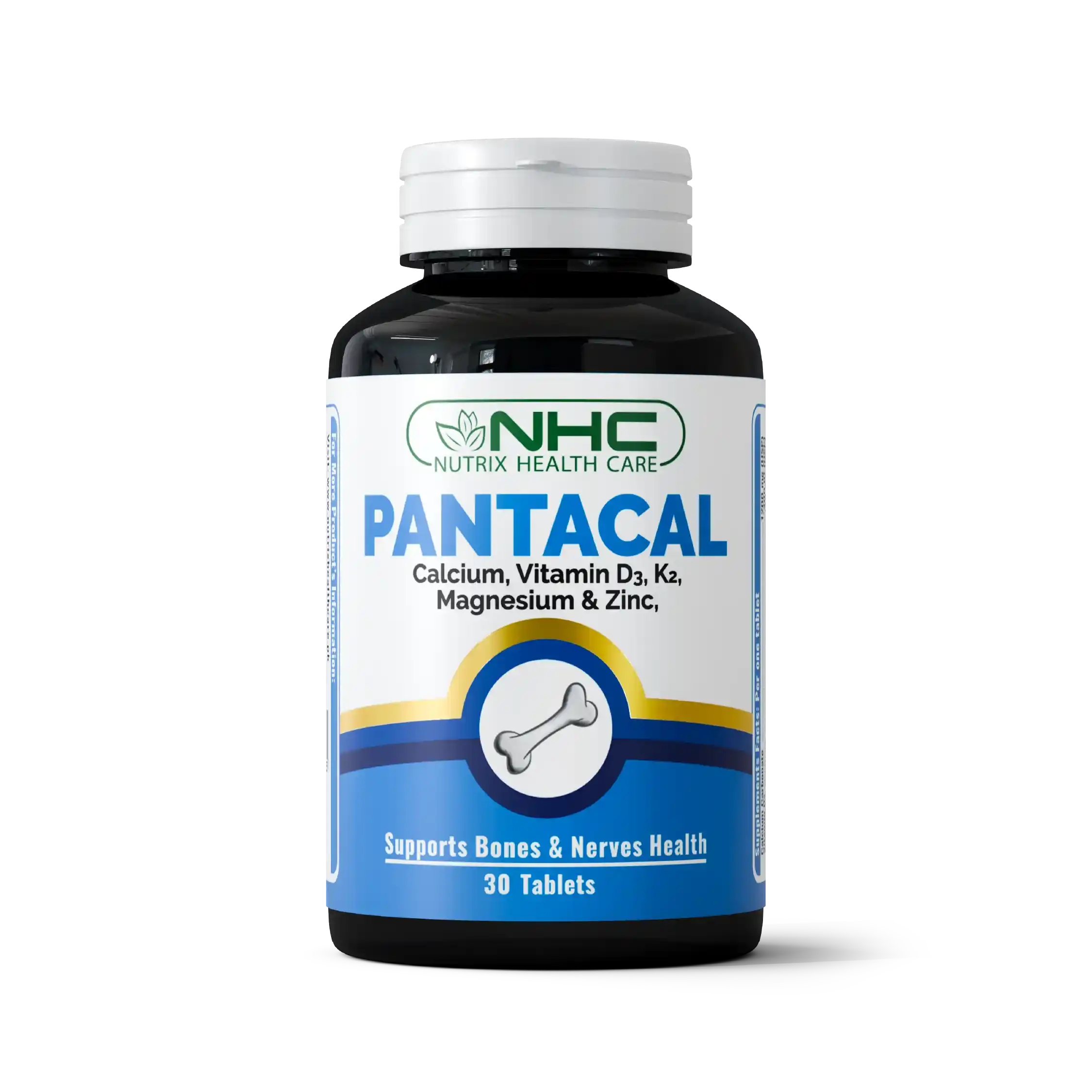Pantacal Tablets – Calcium, Vitamin D3, K2, Magnesium, and Zinc supplement for strong bones and teeth.