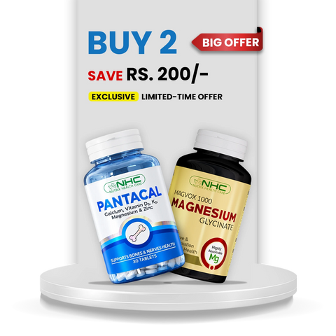 NHC Pantacal calcium and Magnesium Glycinate duo for bones and muscles - buy 2 save Rs. 200